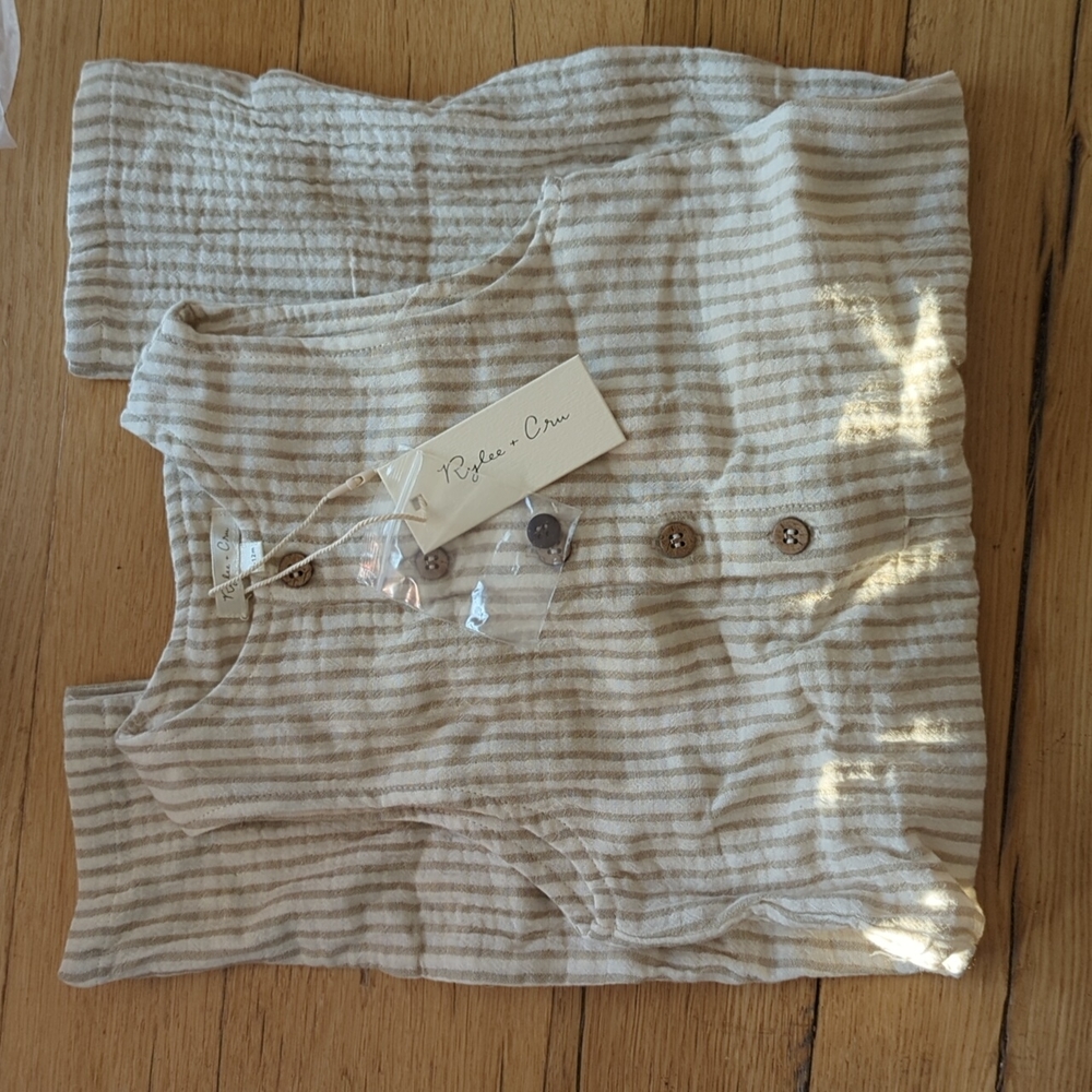 Rylee + Cru Striped Button Jumpsuit 6-12 NWT